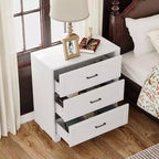 Famapy Large - Capacity 3 - Drawer Nightstand Vintage Wood Bedside Table Side Cabinet