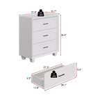Famapy Large - Capacity 3 - Drawer Nightstand Vintage Wood Bedside Table Side Cabinet