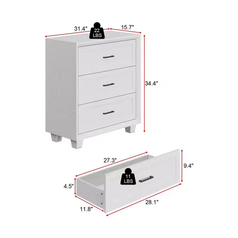 Famapy Large - Capacity 3 - Drawer Nightstand Vintage Wood Bedside Table Side Cabinet