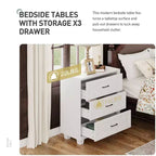 Famapy Large - Capacity 3 - Drawer Nightstand Vintage Wood Bedside Table Side Cabinet
