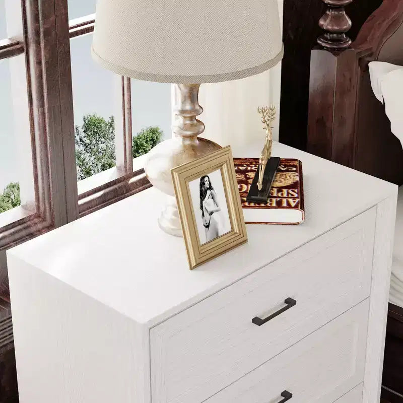 Famapy Large - Capacity 3 - Drawer Nightstand Vintage Wood Bedside Table Side Cabinet