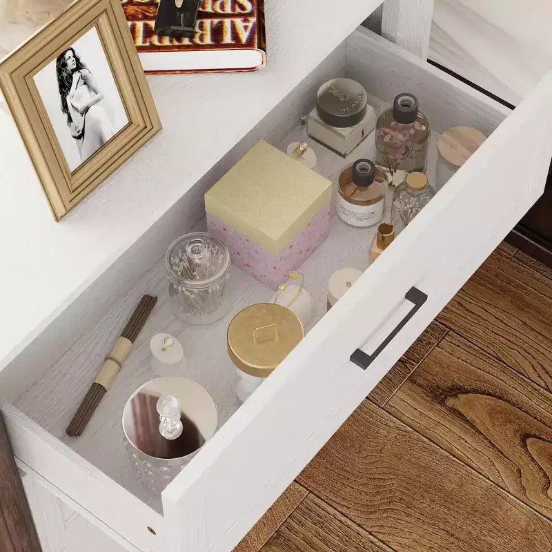 Famapy Large - Capacity 3 - Drawer Nightstand Vintage Wood Bedside Table Side Cabinet