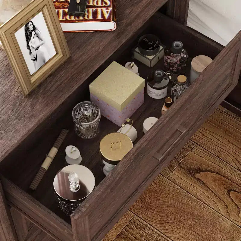 Famapy Large - Capacity 3 - Drawer Nightstand Vintage Wood Bedside Table Side Cabinet