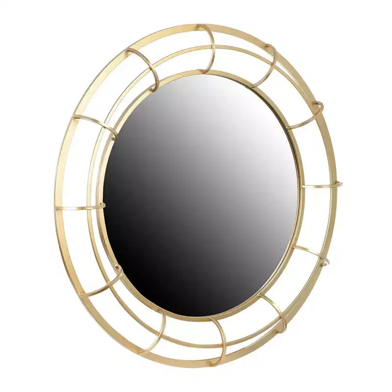 Storied Home Round Wire Framed Wall Mirror, Gold