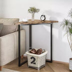 VECELO Corner Shelf, Triangle Shelves End/Side Table with Metal Frame for Living Room, Small Space, Brown/Gray