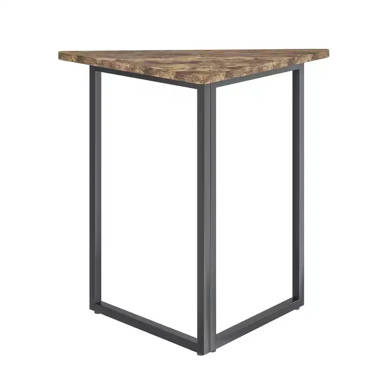 VECELO Corner Shelf, Triangle Shelves End/Side Table with Metal Frame for Living Room, Small Space, Brown/Gray