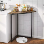 VECELO Corner Shelf, Triangle Shelves End/Side Table with Metal Frame for Living Room, Small Space, Brown/Gray
