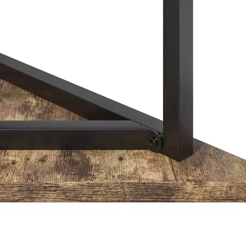 VECELO Corner Shelf, Triangle Shelves End/Side Table with Metal Frame for Living Room, Small Space, Brown/Gray