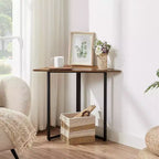VECELO Corner Shelf, Triangle Shelves End/Side Table with Metal Frame for Living Room, Small Space, Brown/Gray