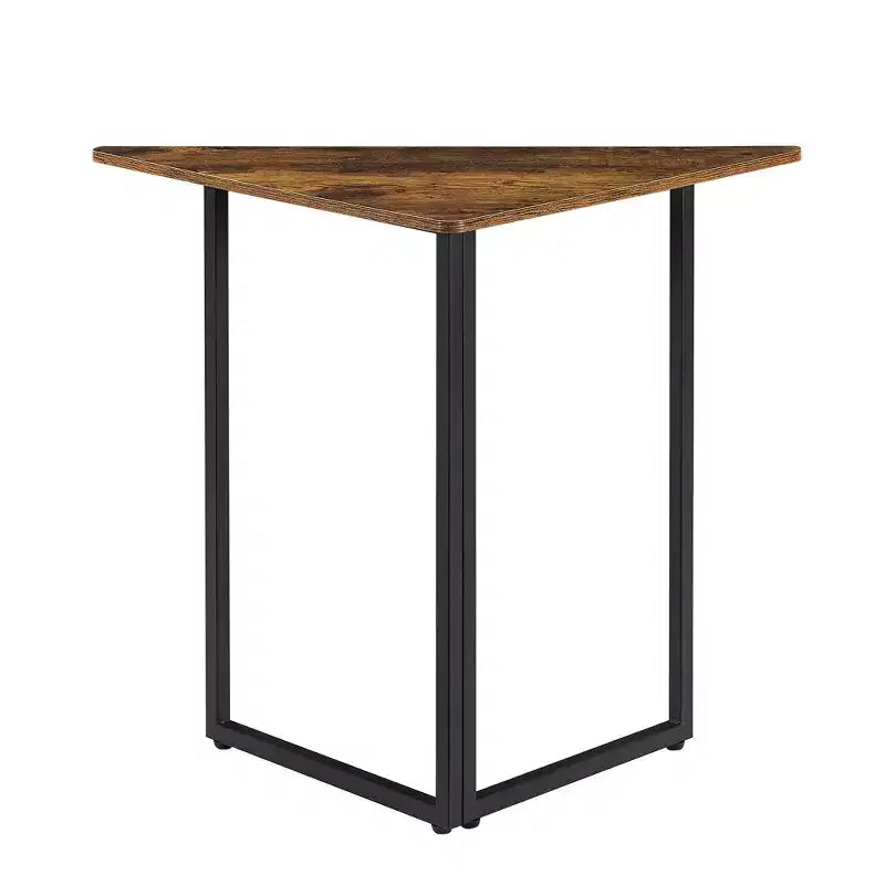 VECELO Corner Shelf, Triangle Shelves End/Side Table with Metal Frame for Living Room, Small Space, Brown/Gray