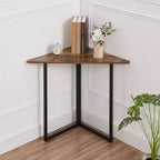 VECELO Corner Shelf, Triangle Shelves End/Side Table with Metal Frame for Living Room, Small Space, Brown/Gray