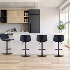 MAYEERTY Blue Swivel Bar Height Stools Set of 2, Adjustable with Backrest and Footrest for Kitchen Island