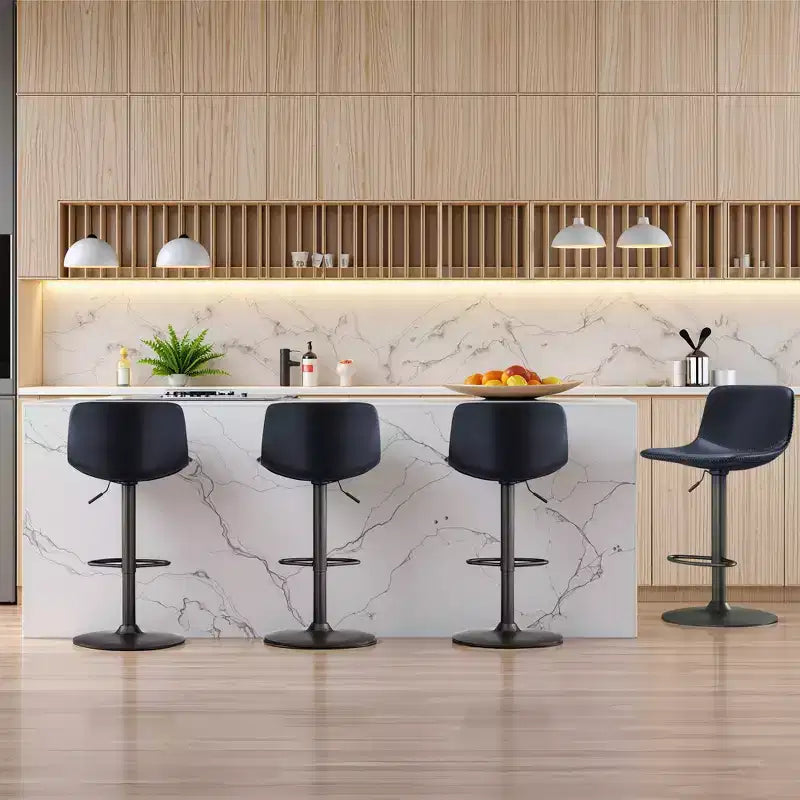 MAYEERTY Blue Swivel Bar Height Stools Set of 2, Adjustable with Backrest and Footrest for Kitchen Island