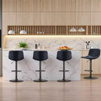 MAYEERTY Blue Swivel Bar Height Stools Set of 2, Adjustable with Backrest and Footrest for Kitchen Island