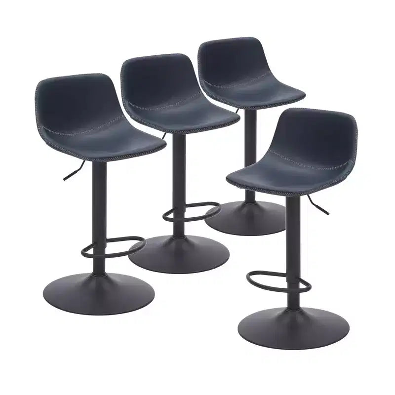 MAYEERTY Blue Swivel Bar Height Stools Set of 2, Adjustable with Backrest and Footrest for Kitchen Island