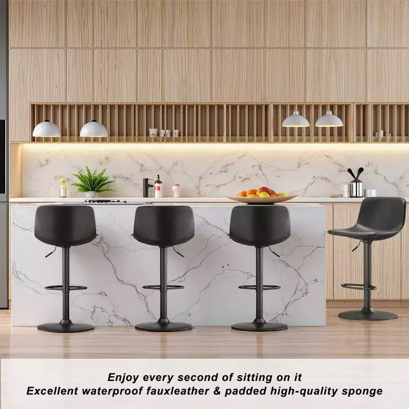 MAYEERTY Blue Swivel Bar Height Stools Set of 2, Adjustable with Backrest and Footrest for Kitchen Island
