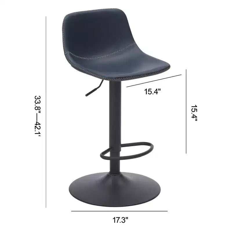 MAYEERTY Blue Swivel Bar Height Stools Set of 2, Adjustable with Backrest and Footrest for Kitchen Island