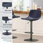 MAYEERTY Blue Swivel Bar Height Stools Set of 2, Adjustable with Backrest and Footrest for Kitchen Island