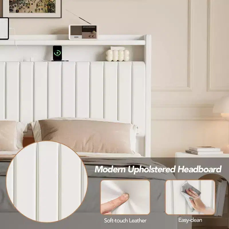 GustoWave Struttura Letto Fluttuante, con Luci LED e Stazione di Ricarica