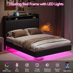 GustoWave Struttura Letto Fluttuante, con Luci LED e Stazione di Ricarica