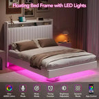 GustoWave Struttura Letto Fluttuante, con Luci LED e Stazione di Ricarica