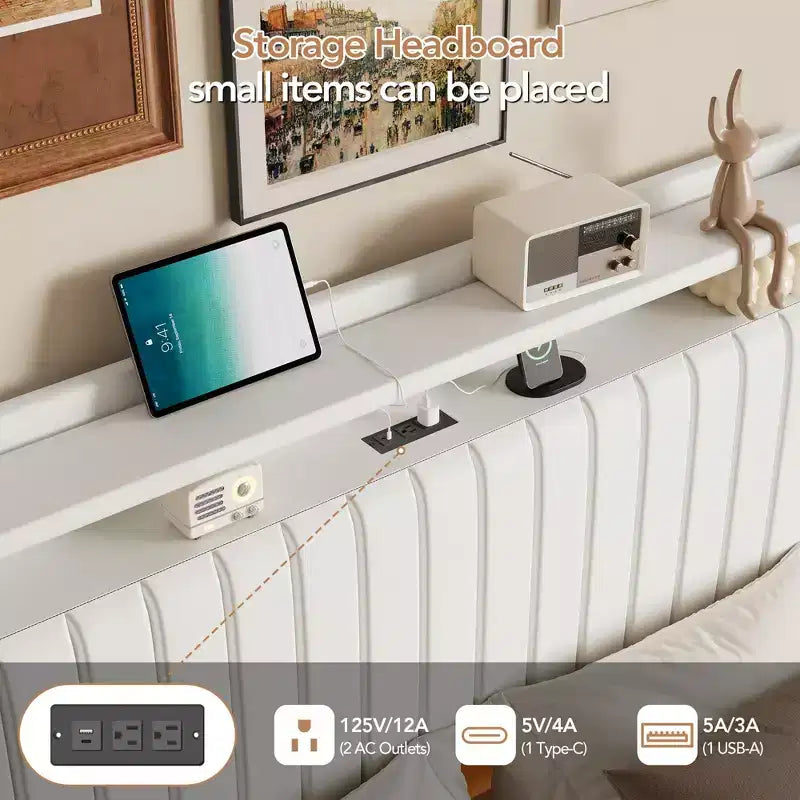 GustoWave Struttura Letto Fluttuante, con Luci LED e Stazione di Ricarica