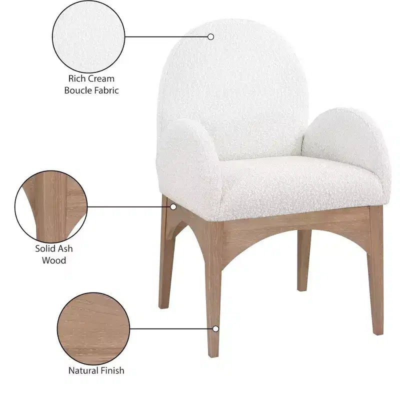 Meridian Furniture, Sedia da pranzo Waldorf in tessuto Bouclé