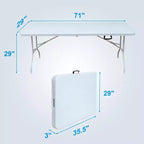 Plastic Folding Table, Portable Fold-In-Half Table with Iron Legs, Carrying Handle, Outdoor Rectangular Fold Out Table for Dining, Picnic, Party