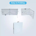 Plastic Folding Table, Portable Fold-In-Half Table with Iron Legs, Carrying Handle, Outdoor Rectangular Fold Out Table for Dining, Picnic, Party
