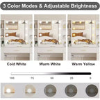 Toeletta con Specchio a LED, 5 Cassetti Scorrevole e 6 Ripiani Aperti, 3 Modalità di Illuminazione a Colori con Luminosità Regolabile, Tavolo da Trucco per Camera da Letto