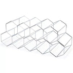 Nat & Jules Honeycomb Silver Tone Iron Metal Tabletop Wine Rack - Holds 9 Bottles