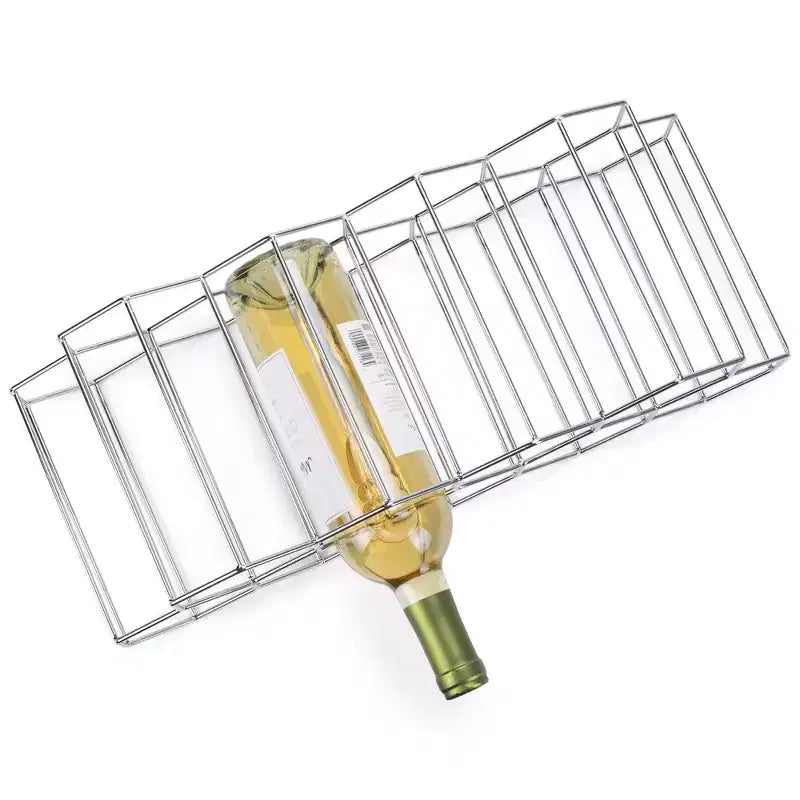 Nat & Jules Honeycomb Silver Tone Iron Metal Tabletop Wine Rack - Holds 9 Bottles