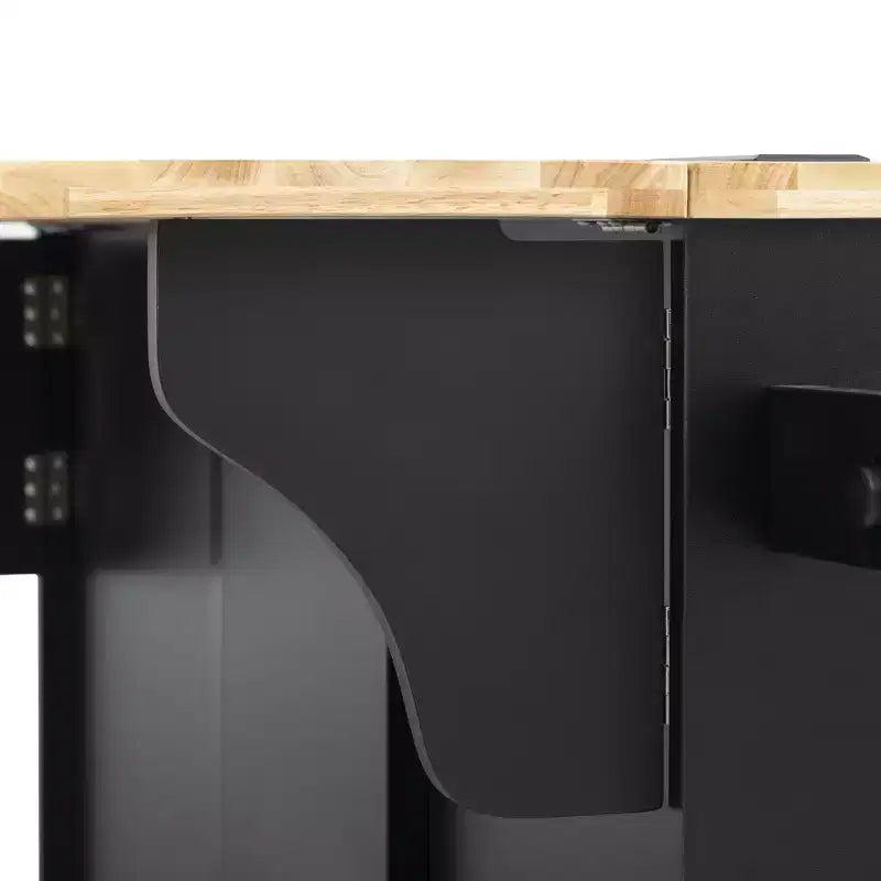 Whisen 59.3 Kitchen Island, 2 Pull-Out Organizers, Drop Leaf, Trash Storage & Spice Racks