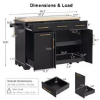 Whisen 59.3 Kitchen Island, 2 Pull-Out Organizers, Drop Leaf, Trash Storage & Spice Racks