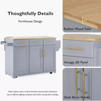 Whisen 59.3 Kitchen Island, 2 Pull-Out Organizers, Drop Leaf, Trash Storage & Spice Racks