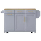 Whisen 59.3 Kitchen Island, 2 Pull-Out Organizers, Drop Leaf, Trash Storage & Spice Racks