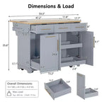 Whisen 59.3 Kitchen Island, 2 Pull-Out Organizers, Drop Leaf, Trash Storage & Spice Racks
