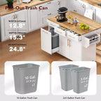 Whisen 59.3 Kitchen Island, 2 Pull-Out Organizers, Drop Leaf, Trash Storage & Spice Racks