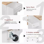 Whisen 59.3 Kitchen Island, 2 Pull-Out Organizers, Drop Leaf, Trash Storage & Spice Racks