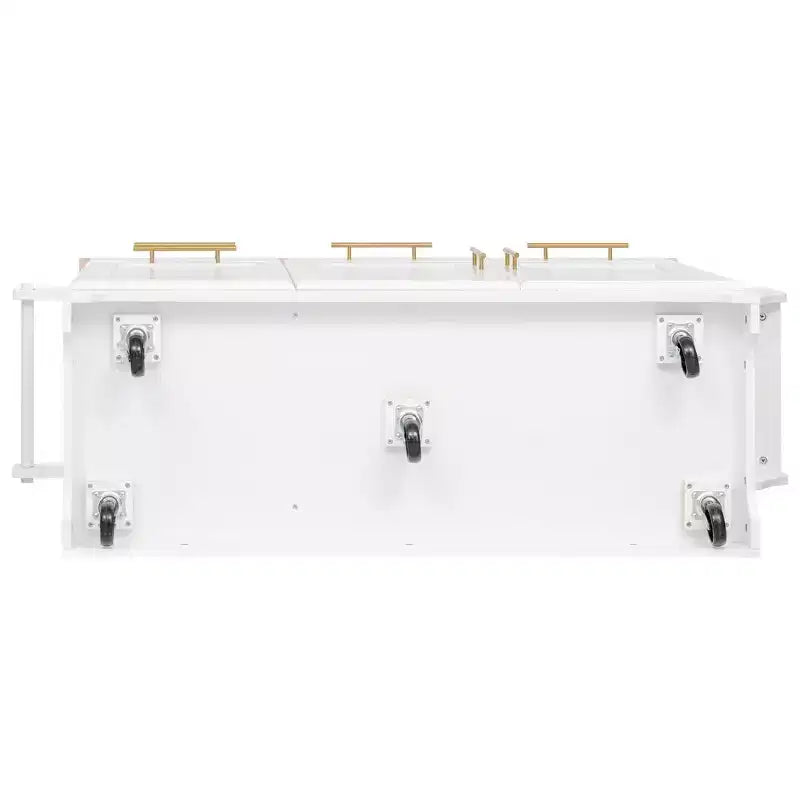 Whisen 59.3 Kitchen Island, 2 Pull-Out Organizers, Drop Leaf, Trash Storage & Spice Racks