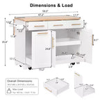 Whisen 59.3 Kitchen Island, 2 Pull-Out Organizers, Drop Leaf, Trash Storage & Spice Racks