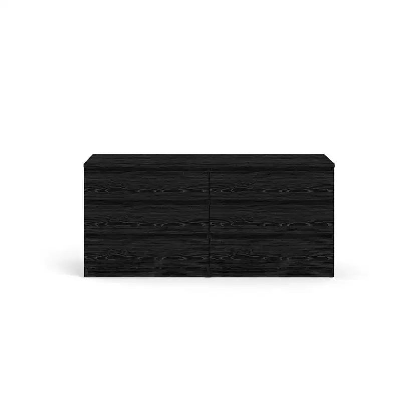 Tvilum,Scottsdale 6 Drawer Double Dresser, Black Wood Grain