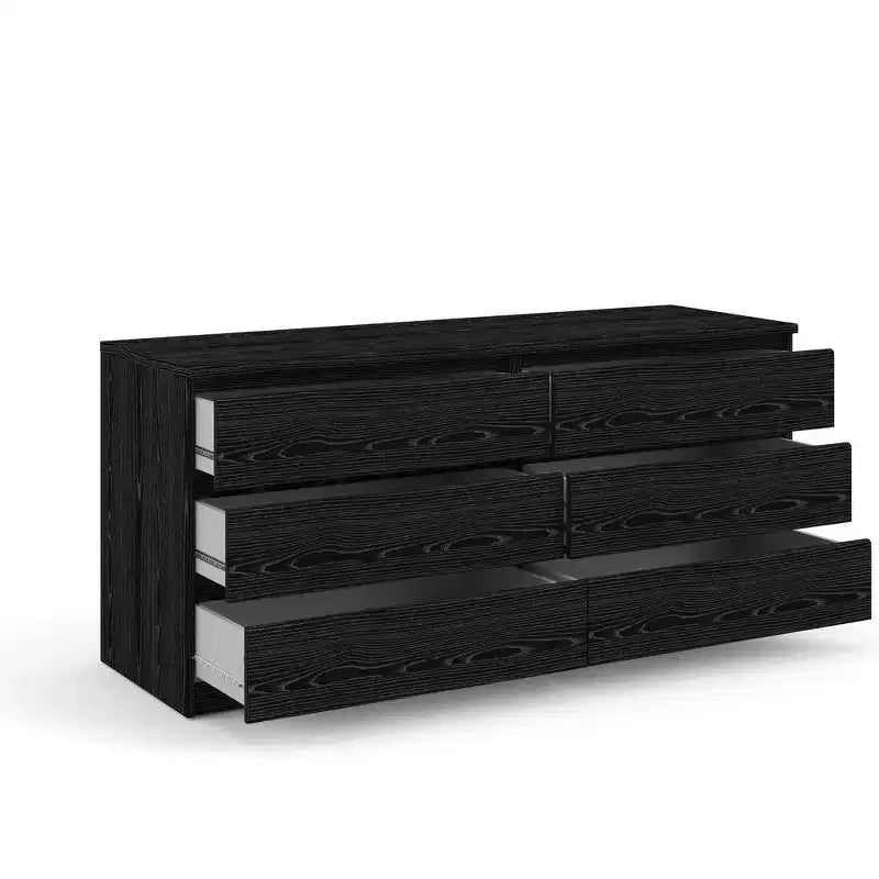 Tvilum,Scottsdale 6 Drawer Double Dresser, Black Wood Grain