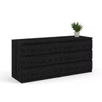 Tvilum,Scottsdale 6 Drawer Double Dresser, Black Wood Grain