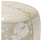 Wilson 17 High Silver and White Leather Round Ottoman