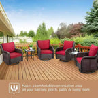 Acekool 3-Piece Swivel Rocking Chair Set - Outdoor Rattan with Side Table
