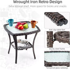 Acekool 3-Piece Swivel Rocking Chair Set - Outdoor Rattan with Side Table