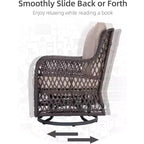 Acekool 3-Piece Swivel Rocking Chair Set - Outdoor Rattan with Side Table