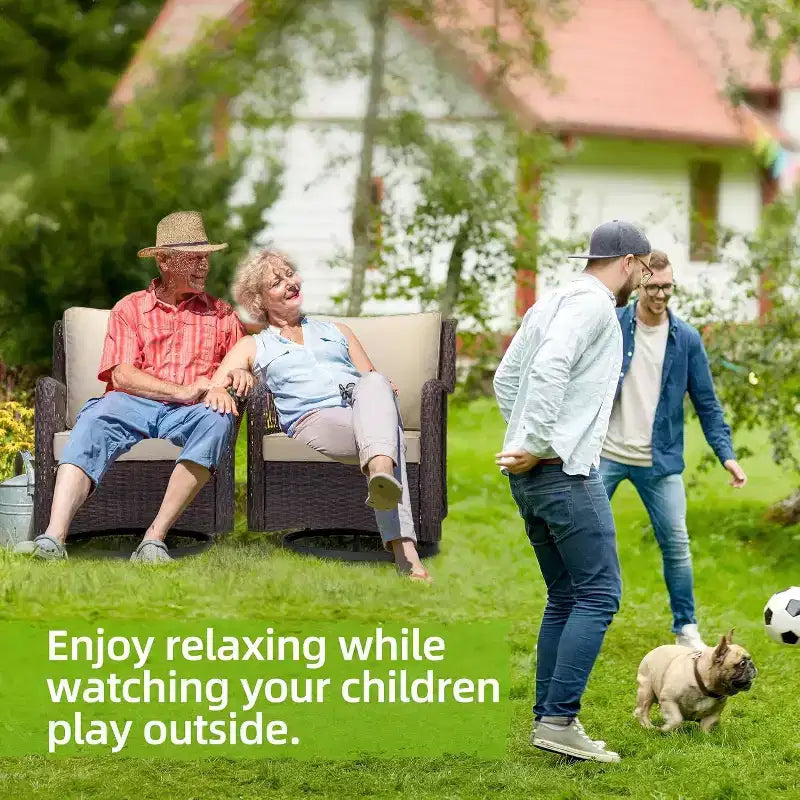 Acekool 3-Piece Swivel Rocking Chair Set - Outdoor Rattan with Side Table