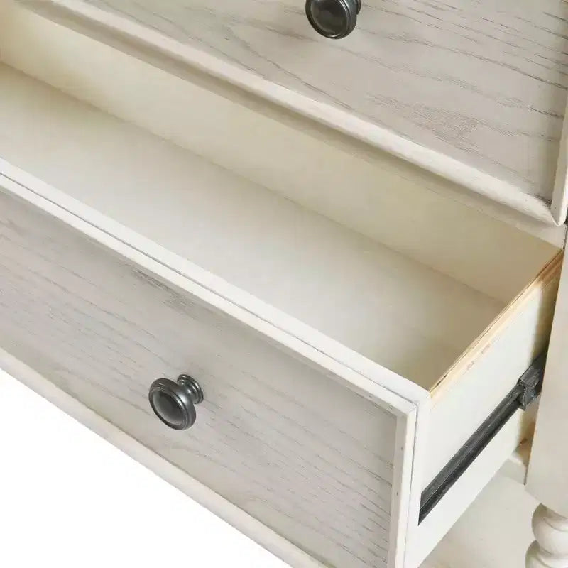 Okak Farmhouse Solid Wood 2-Drawer Dresser Side Table with Shelf, Bedside, End Table for Living Room
